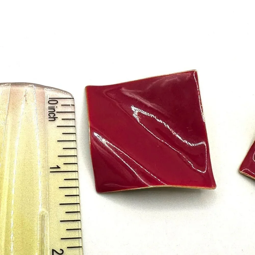 Pink square statement earrings
